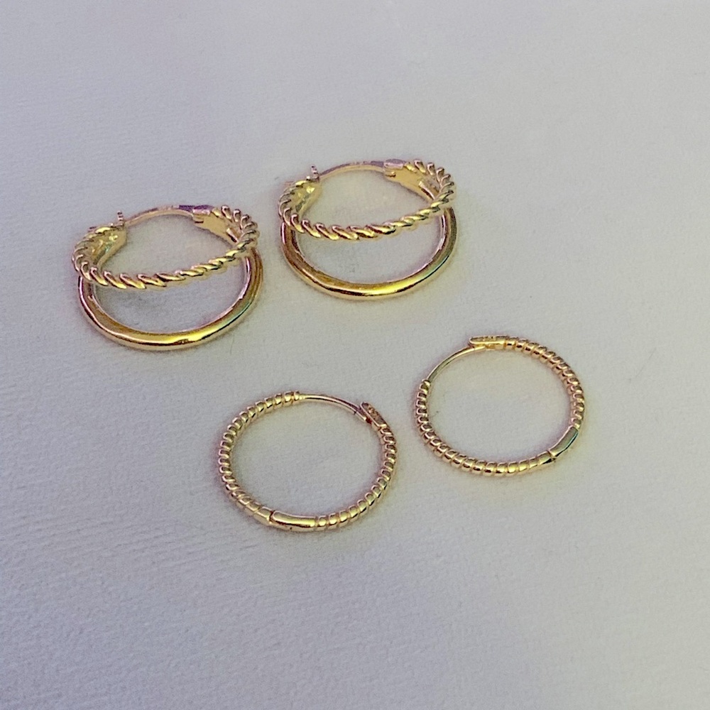 Two Pairs of Gold-Plated Hoop Earrings